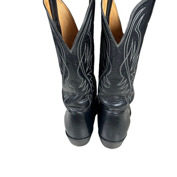Vintage Chippewa Leather Embroidered Western Cowboy Black Boots Men's 11 D - Picture 6 of 14